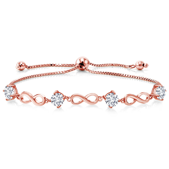 White Lab Grown Diamond - April_Bracelet in 925 Rose Gold Plated Silver