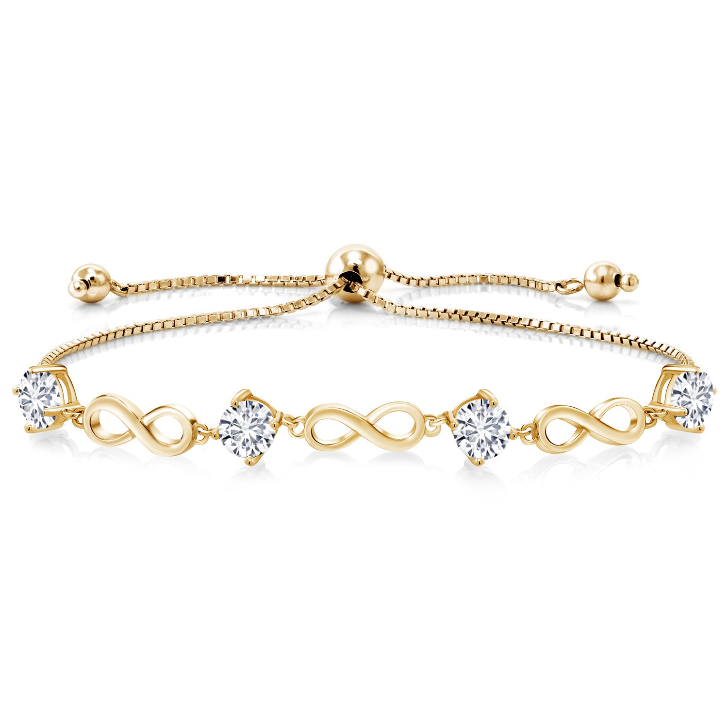 White Lab Grown Diamond - April_Bracelet in 925 Yellow Gold Plated Silver