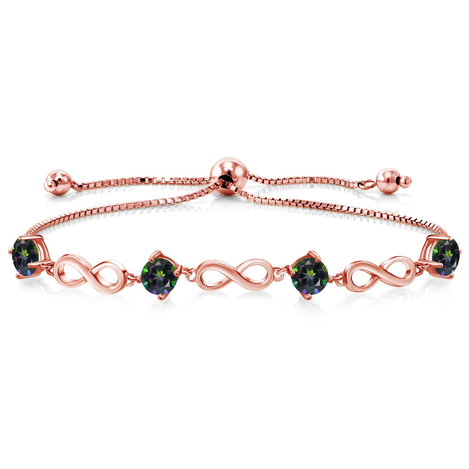 Green Mystic Topaz_Bracelet in 925 Rose Gold Plated Silver