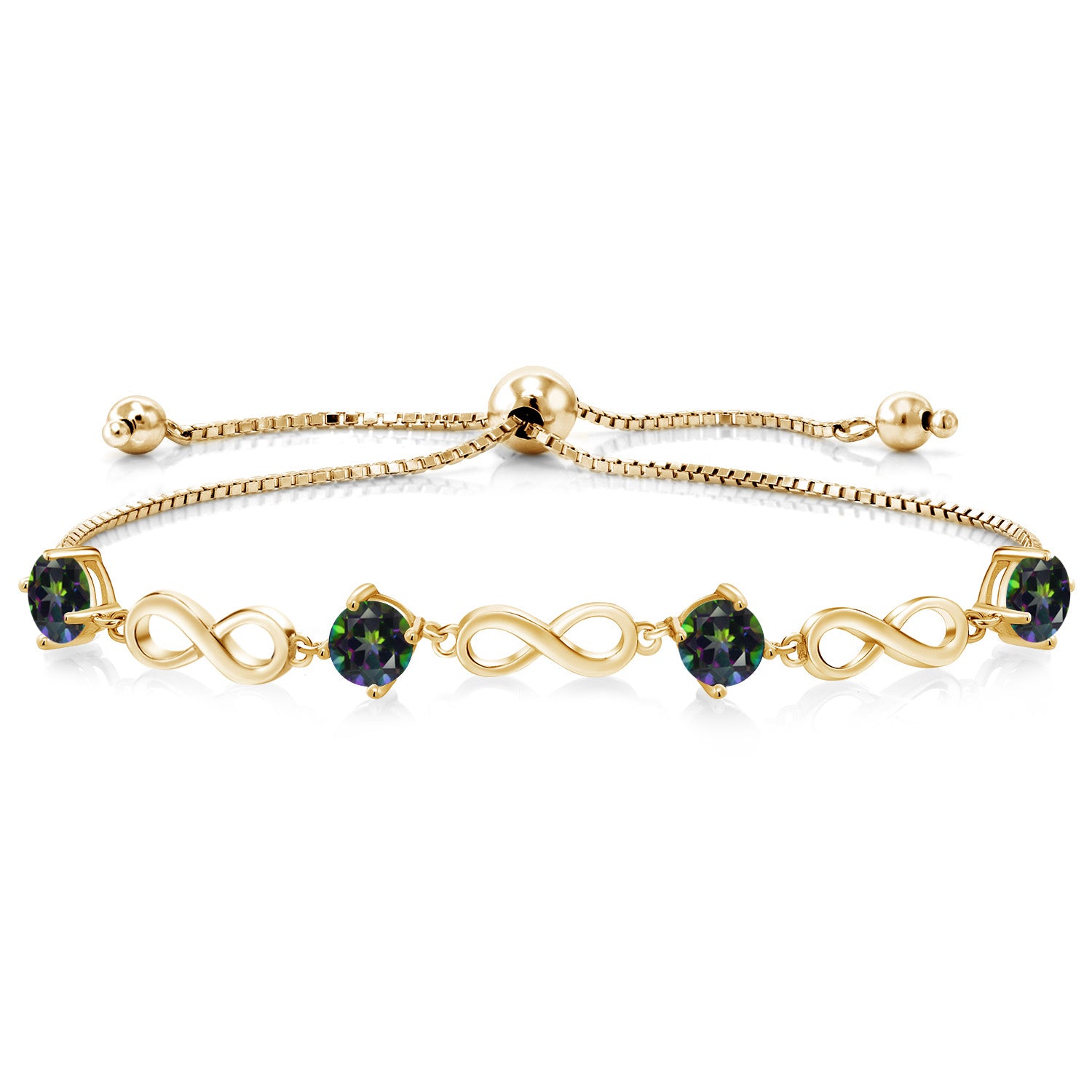 Green Mystic Topaz_Bracelet in 925 Yellow Gold Plated Silver