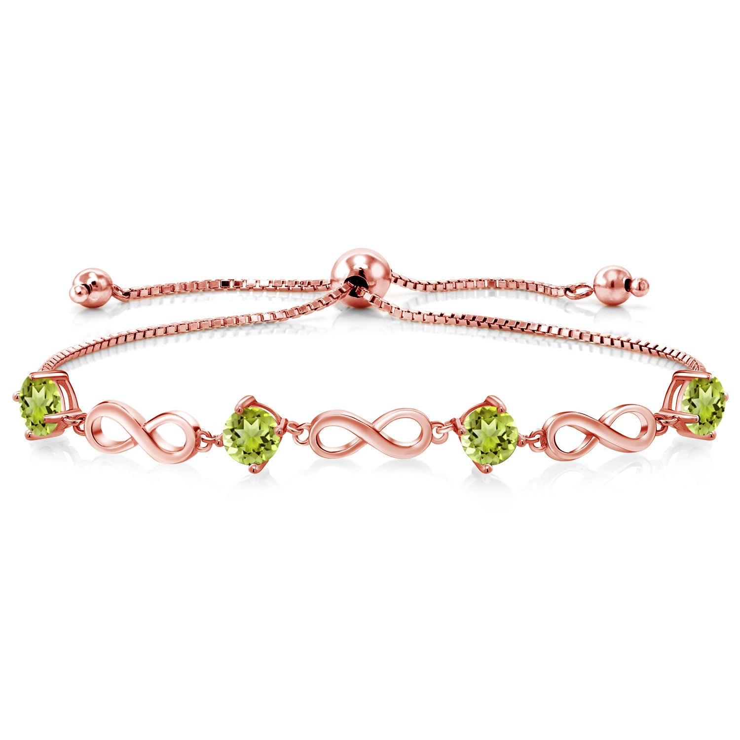 Peridot - August_Bracelet in 925 Rose Gold Plated Silver