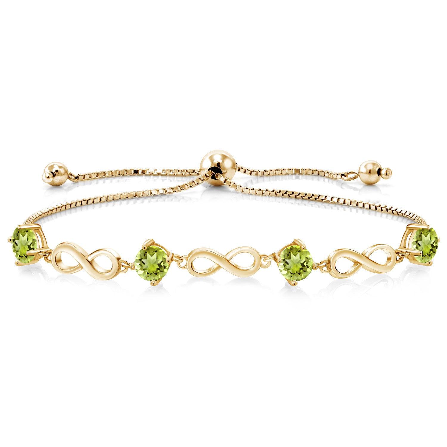 Peridot - August_Bracelet in 925 Yellow Gold Plated Silver
