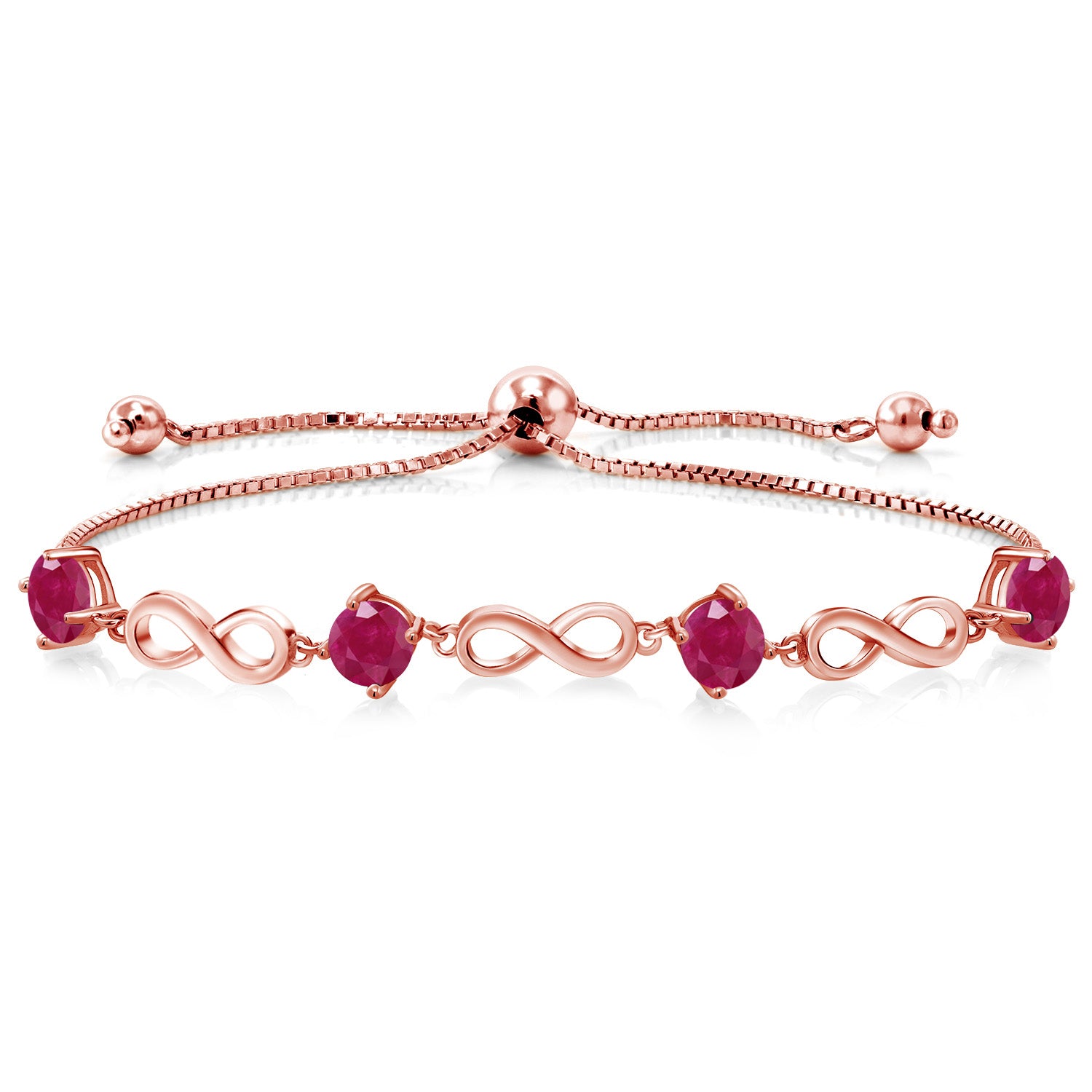 Ruby - July_Bracelet in 925 Rose Gold Plated Silver
