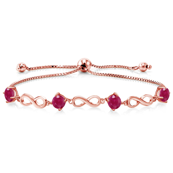 Ruby - July_Bracelet in 925 Rose Gold Plated Silver
