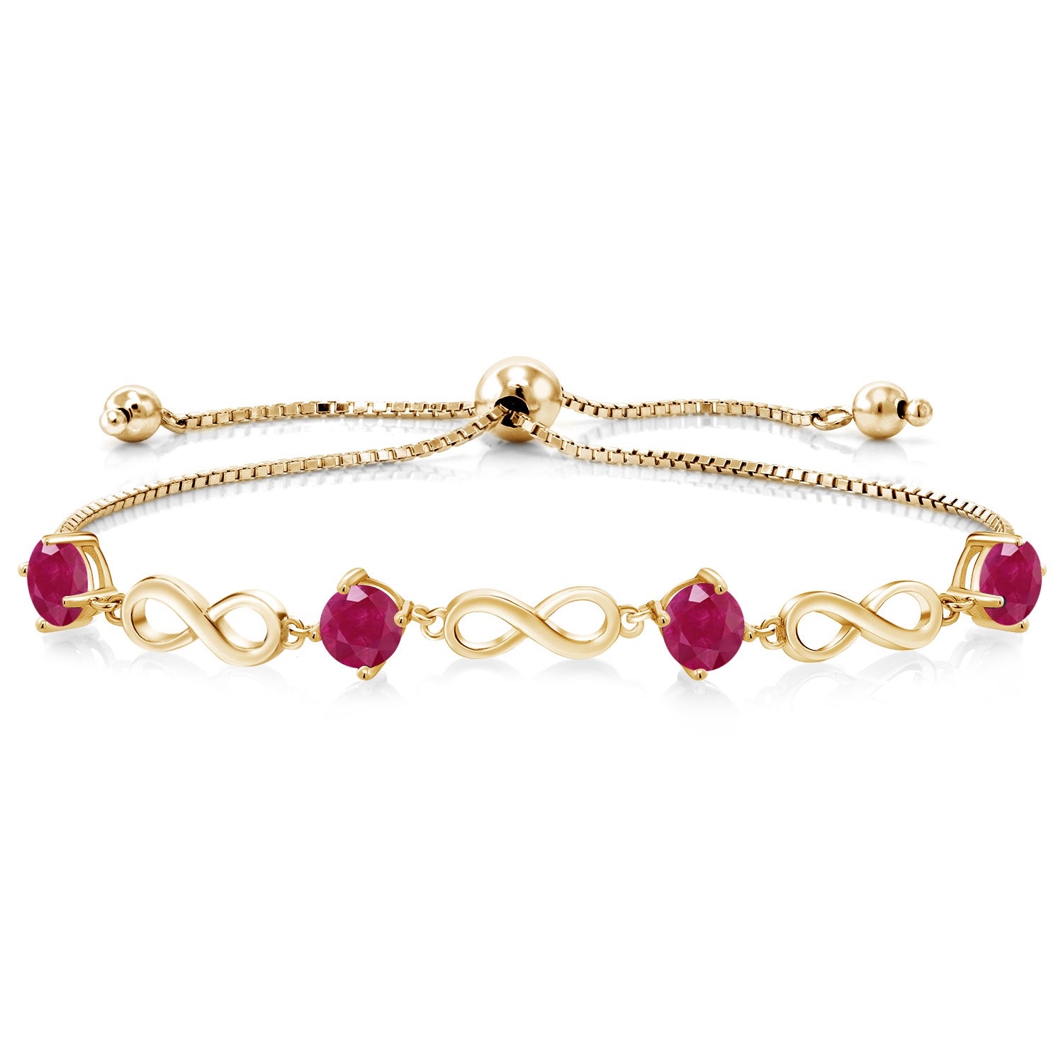 Ruby - July_Bracelet in 925 Yellow Gold Plated Silver