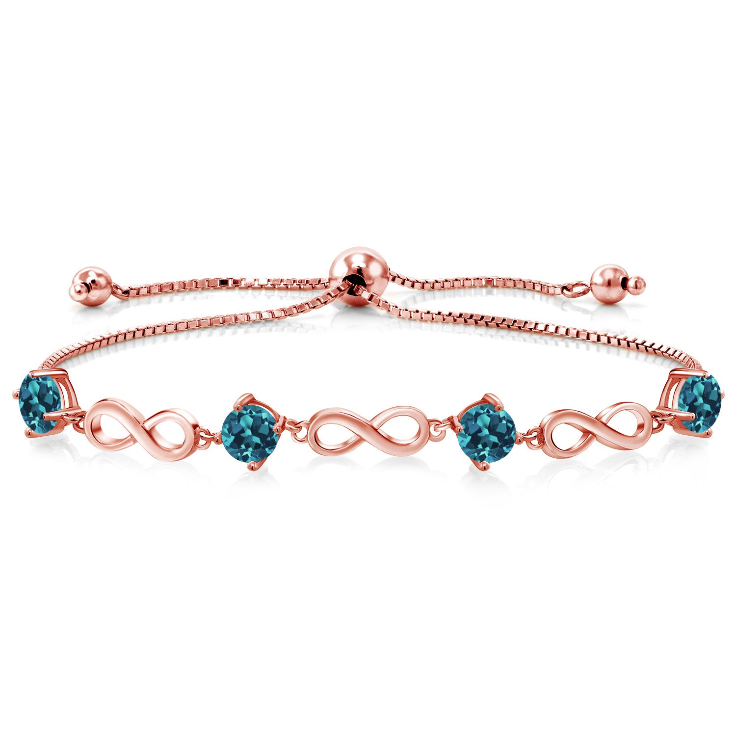 London Blue Topaz - November_Bracelet in 925 Rose Gold Plated Silver