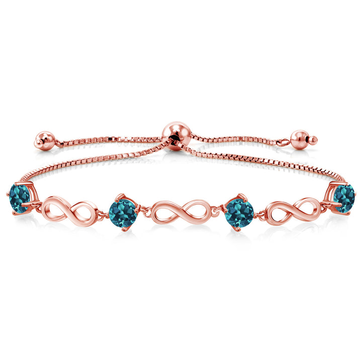 London Blue Topaz - November_Bracelet in 925 Rose Gold Plated Silver