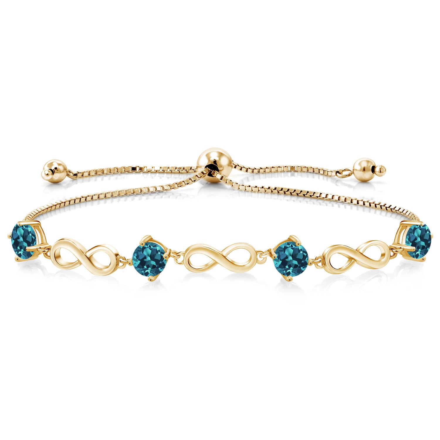 London Blue Topaz - November_Bracelet in 925 Yellow Gold Plated Silver