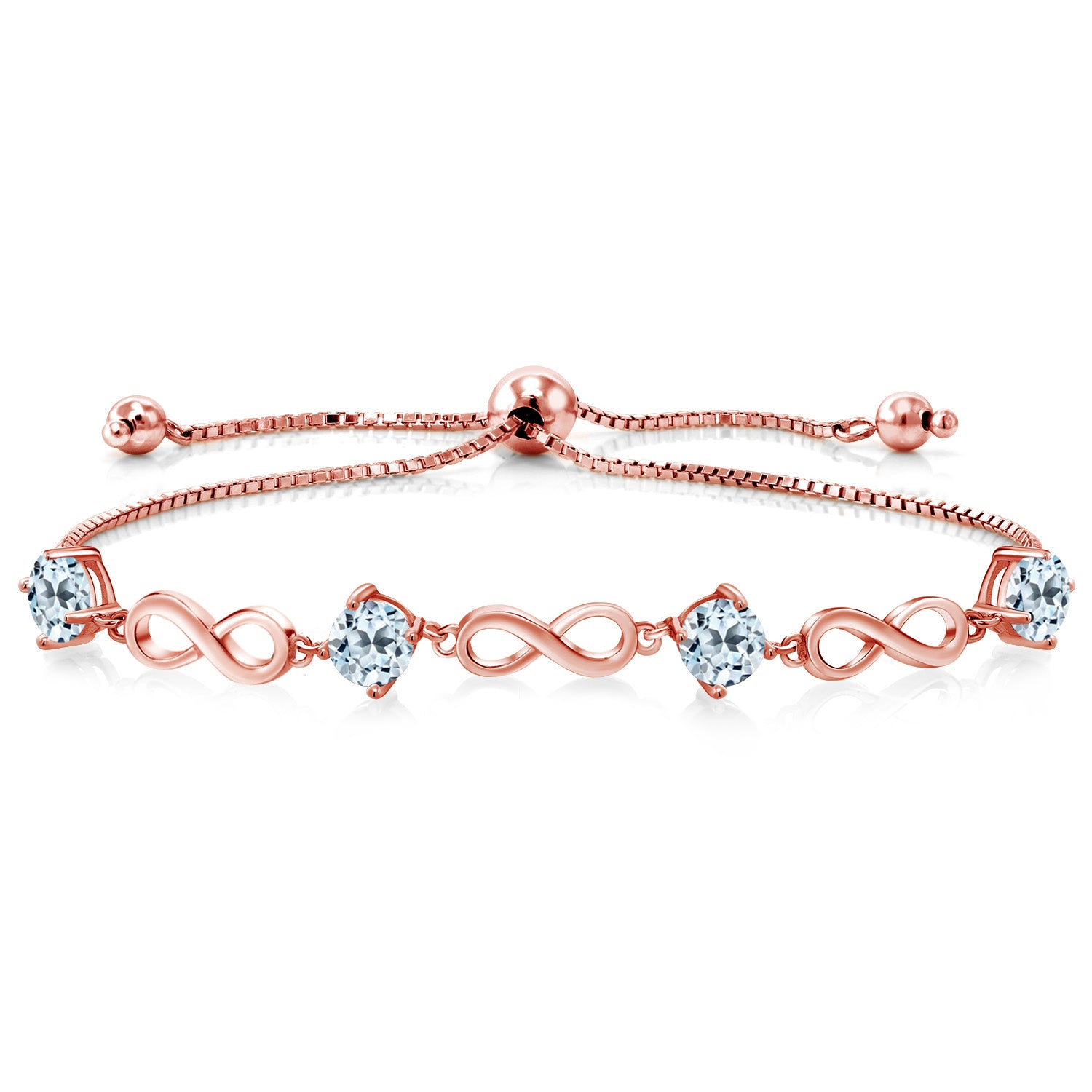 Sky Blue Topaz - November_Bracelet in 925 Rose Gold Plated Silver