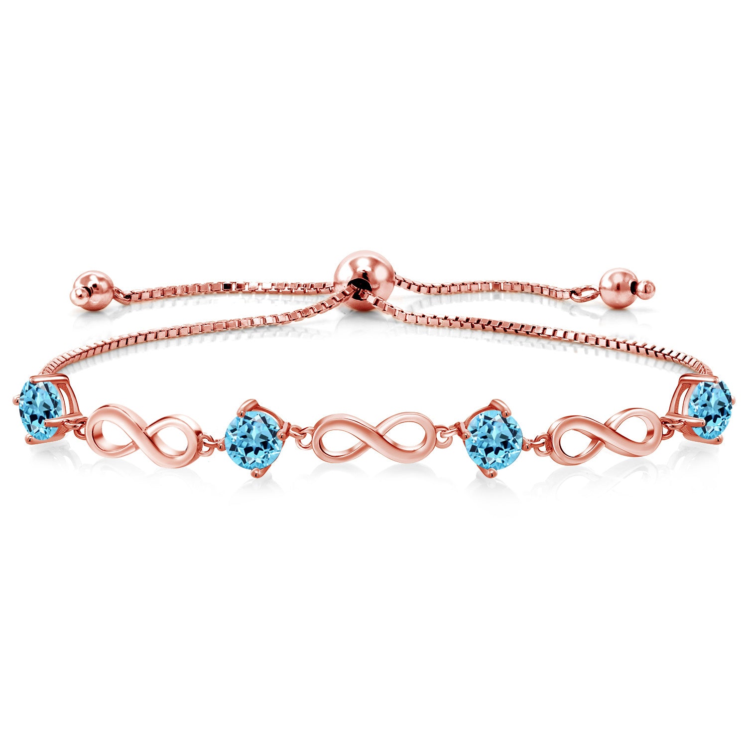 Swiss Blue Topaz - November_Bracelet in 925 Rose Gold Plated Silver