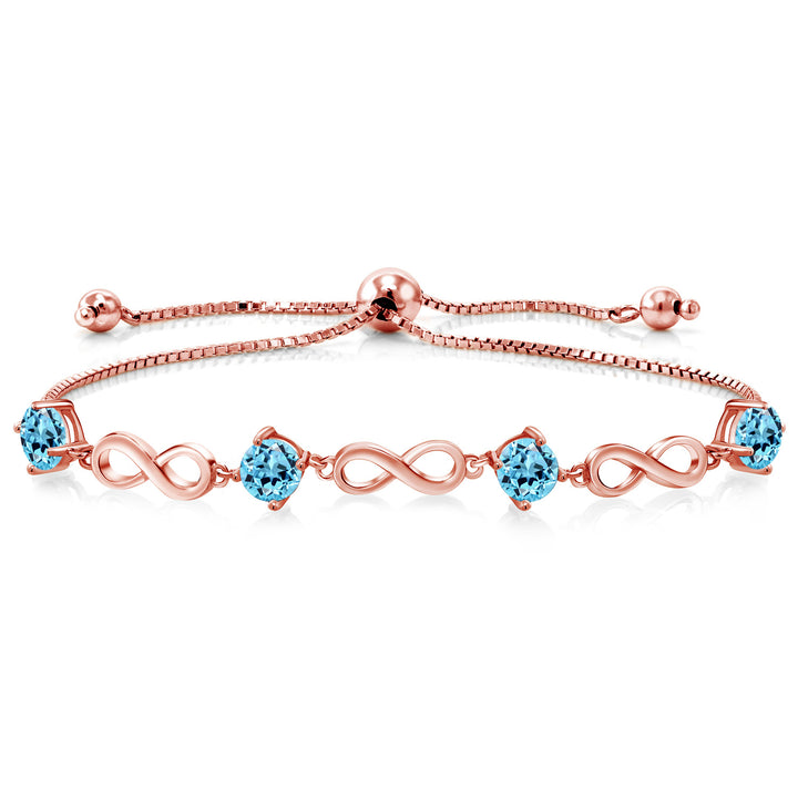 Swiss Blue Topaz - November_Bracelet in 925 Rose Gold Plated Silver
