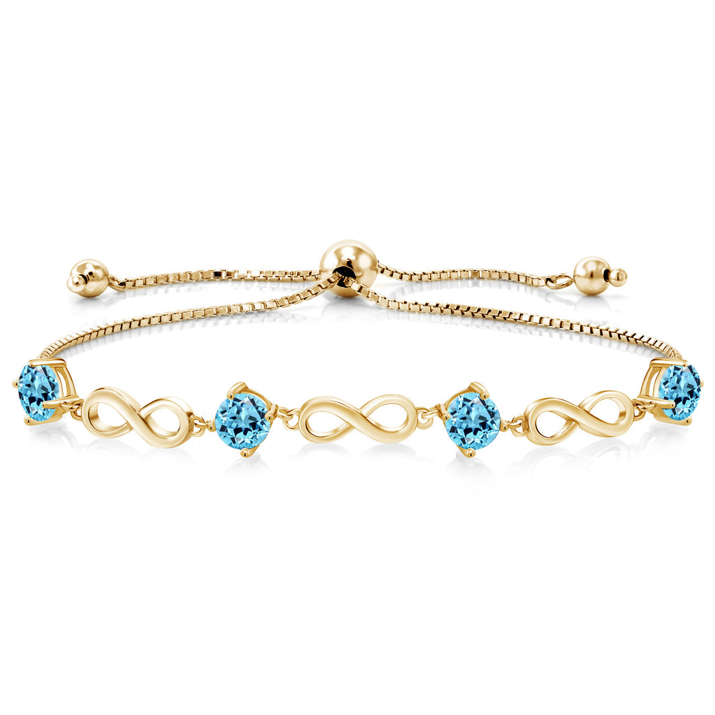 Swiss Blue Topaz - November_Bracelet in 925 Yellow Gold Plated Silver