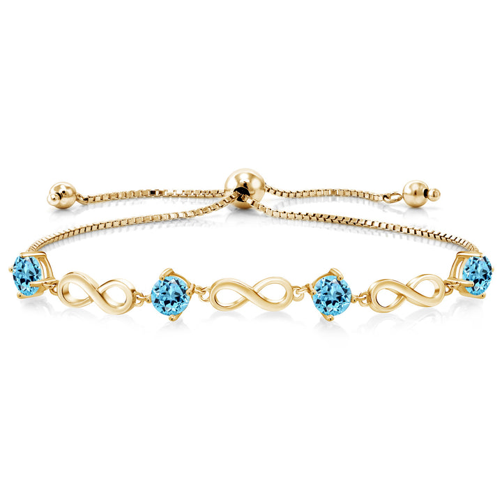Swiss Blue Topaz - November_Bracelet in 925 Yellow Gold Plated Silver