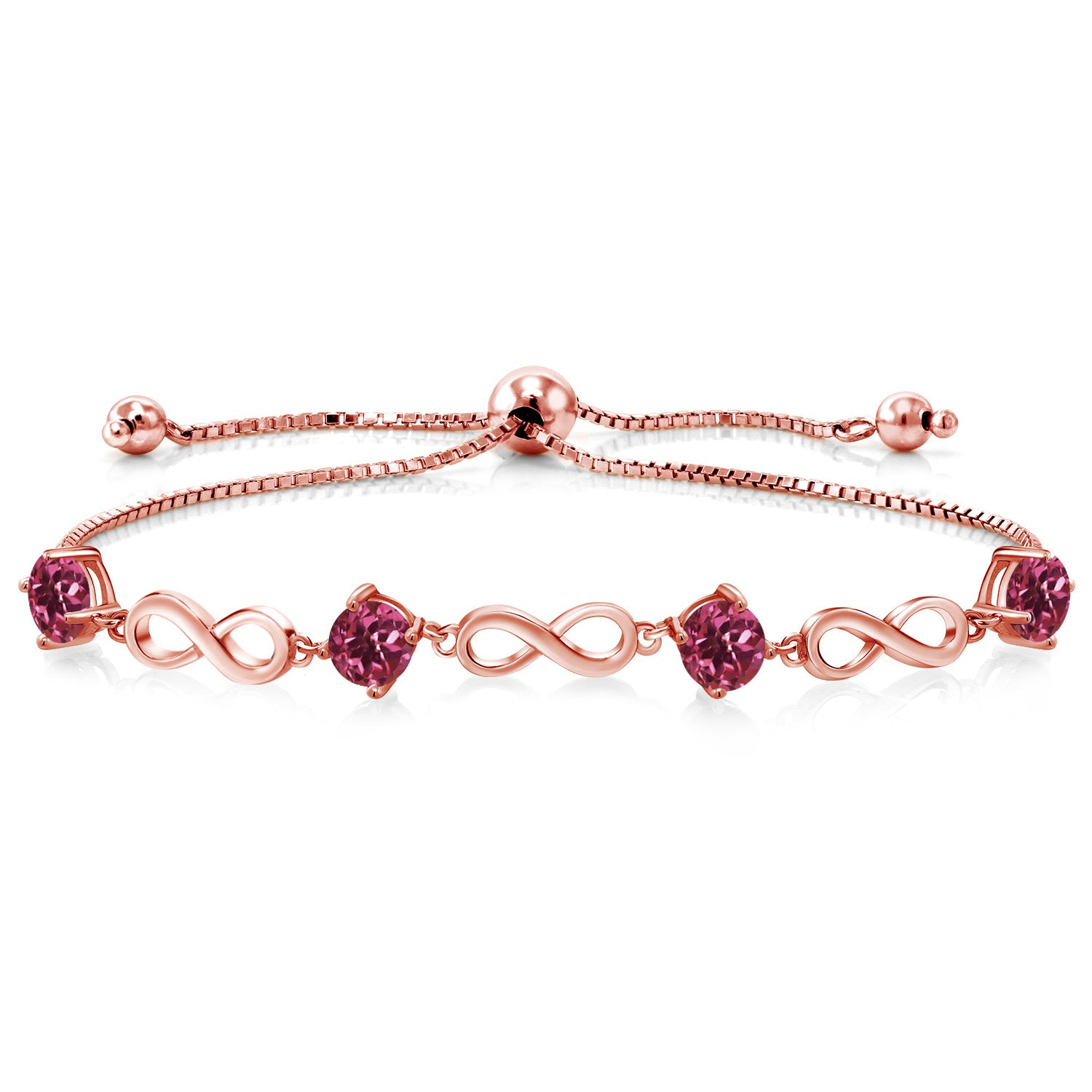 Pink Tourmaline - October_Bracelet in 925 Rose Gold Plated Silver