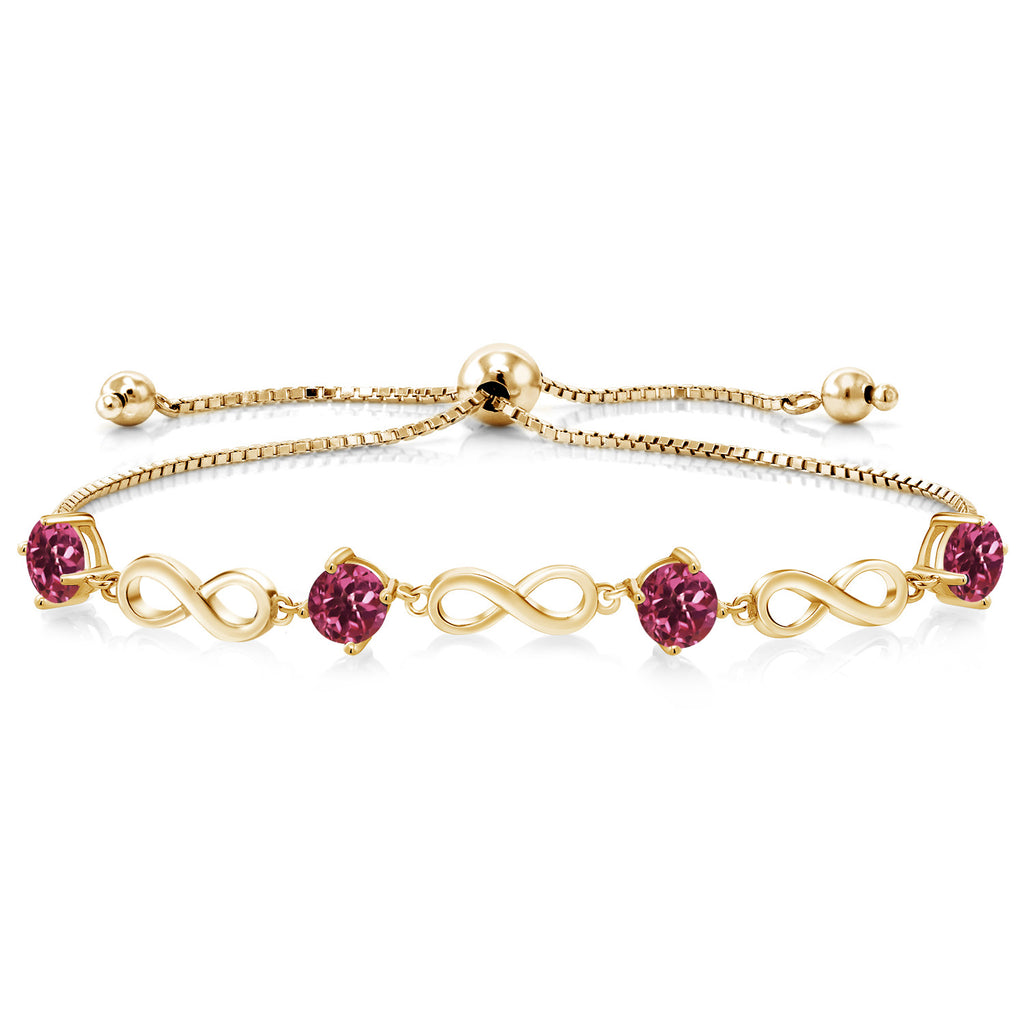 Pink Tourmaline - October_Bracelet in 925 Yellow Gold Plated Silver