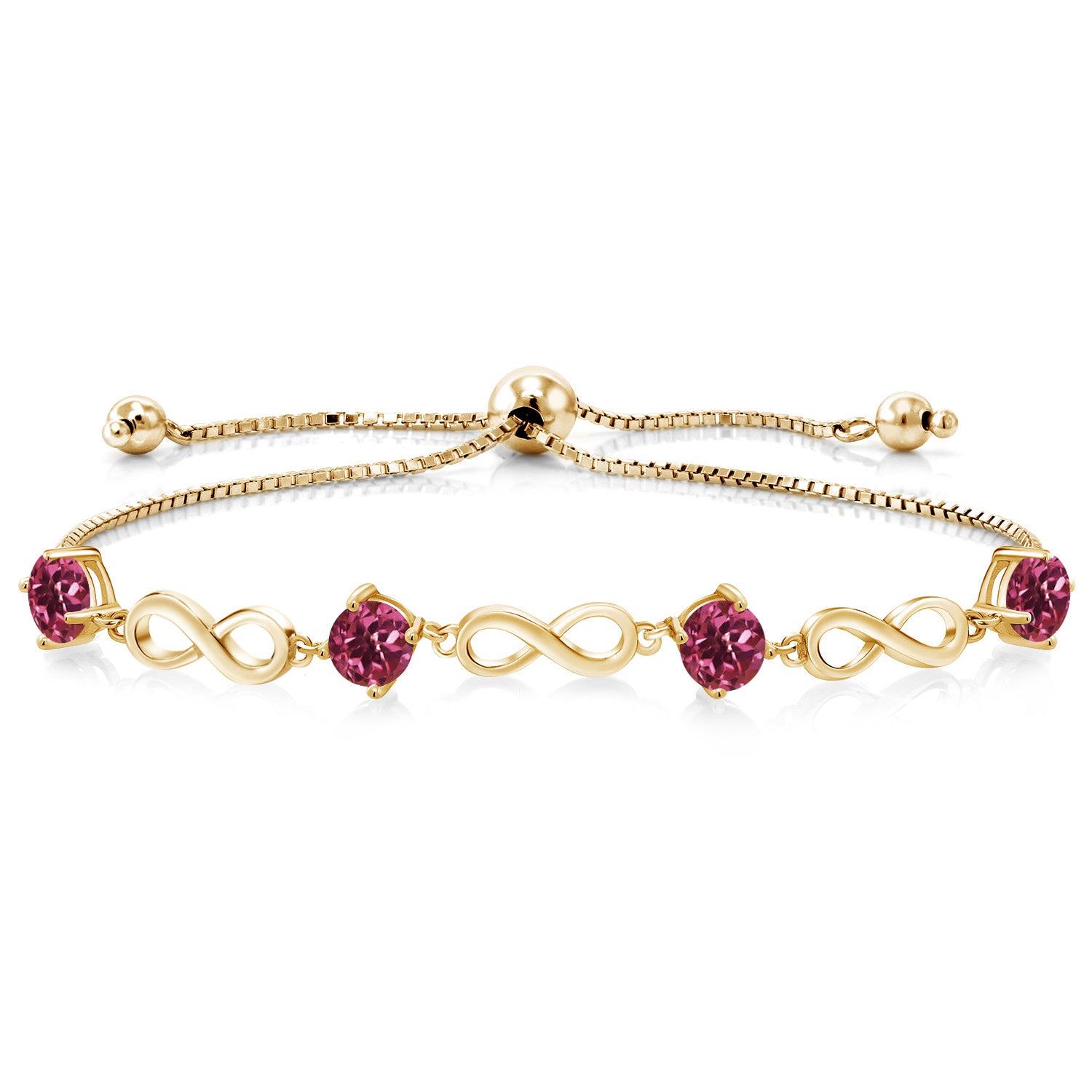 Pink Tourmaline - October_Bracelet in 925 Yellow Gold Plated Silver