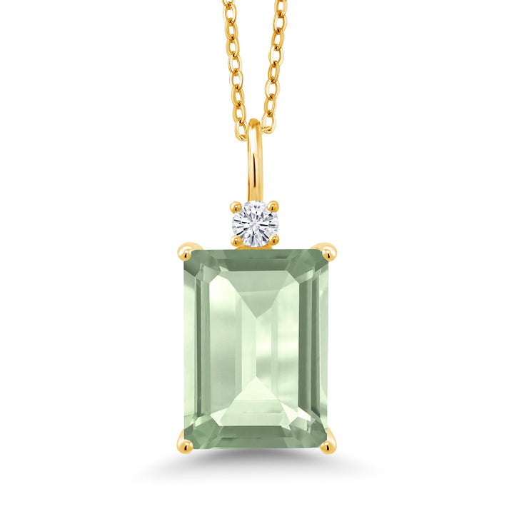 Prasiolite_Pendant in 925 Yellow Gold Plated Silver