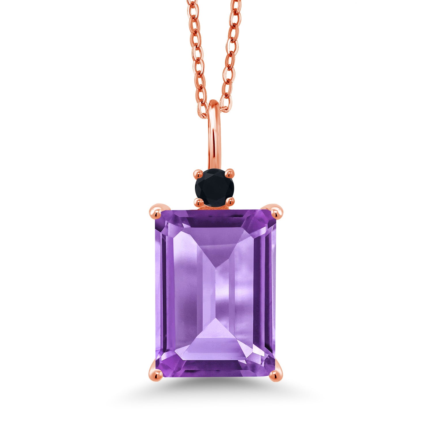 White Created Sapphire - September_Pendant in 925 Rose Gold Plated Silver