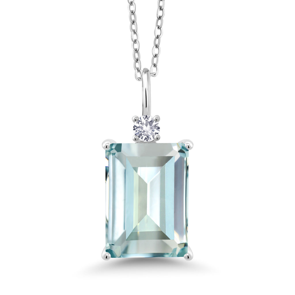 Created Aquamarine - March_Pendant in 925 Sterling Silver