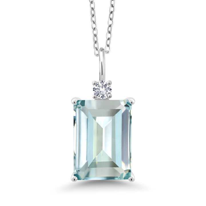 Created Aquamarine - March_Pendant in 925 Sterling Silver