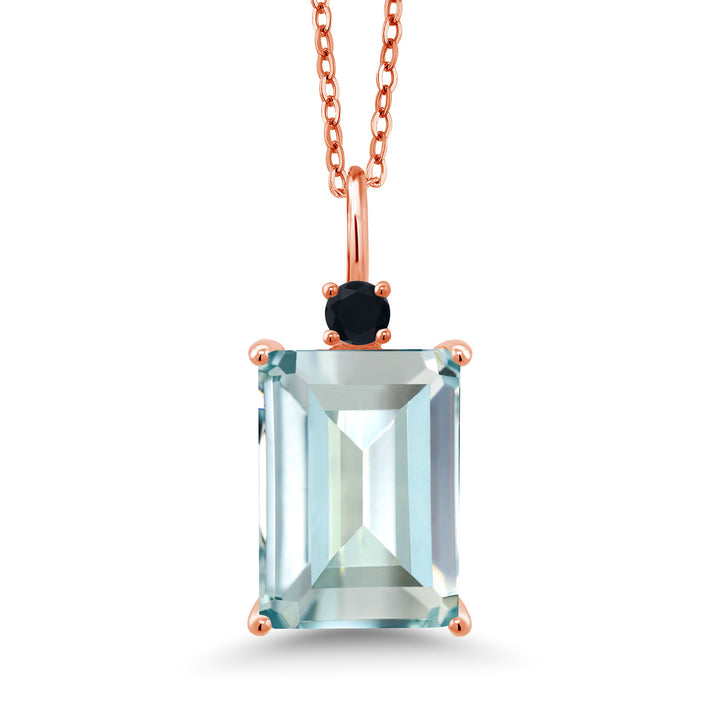 Created Aquamarine - March_Pendant in 925 Rose Gold Plated Silver