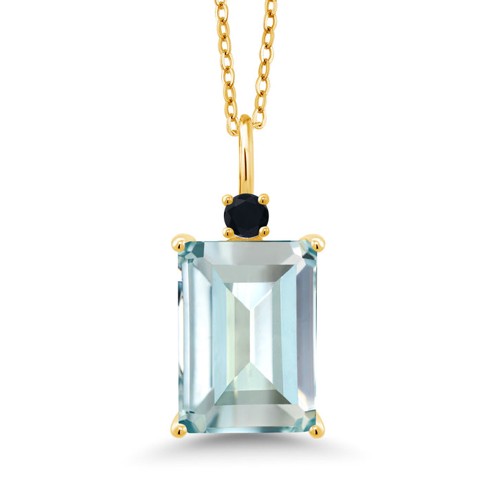 Created Aquamarine - March_Pendant in 925 Yellow Gold Plated Silver