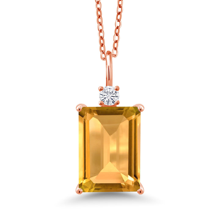 Citrine - November_Pendant in 925 Rose Gold Plated Silver