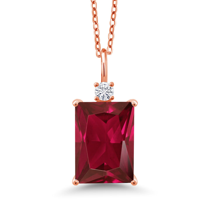 Created Ruby - July_Pendant in 925 Rose Gold Plated Silver