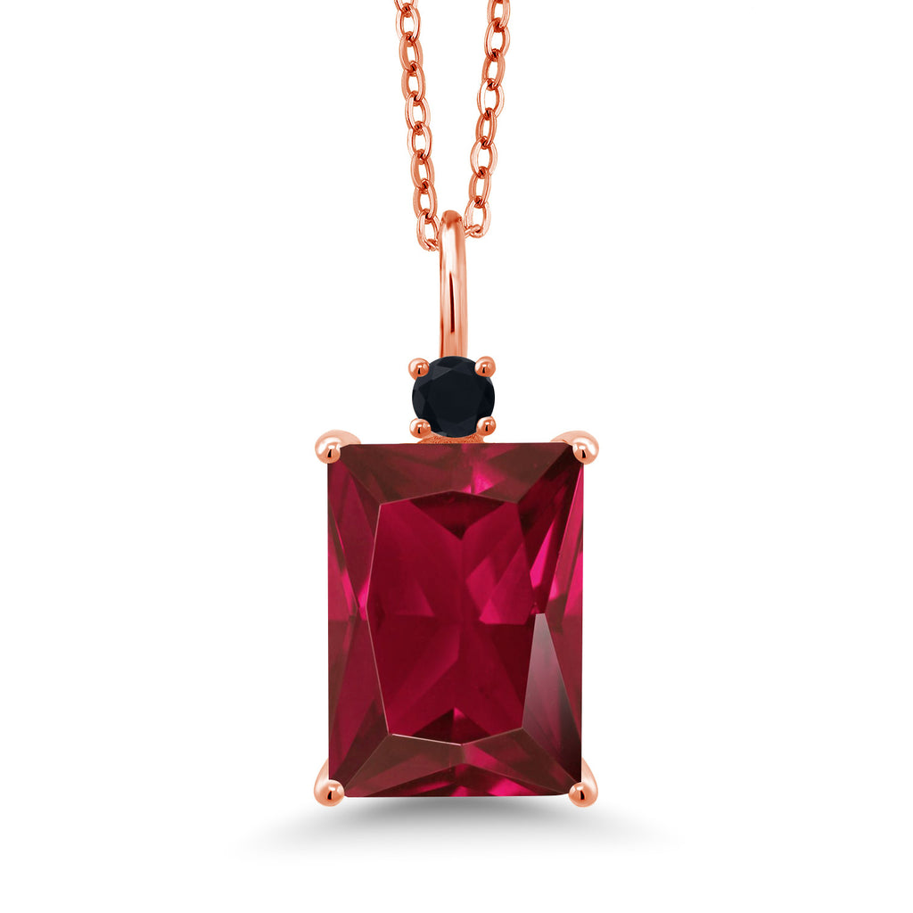 Created Ruby - July_Pendant in 925 Rose Gold Plated Silver