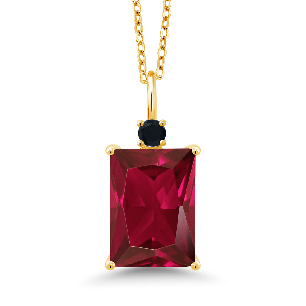 Created Ruby - July_Pendant in 925 Yellow Gold Plated Silver