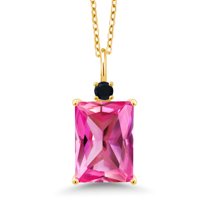 Pink Created Sapphire - September_Pendant in 925 Yellow Gold Plated Silver