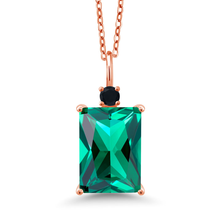 Nano Emerald - May_Pendant in 925 Rose Gold Plated Silver
