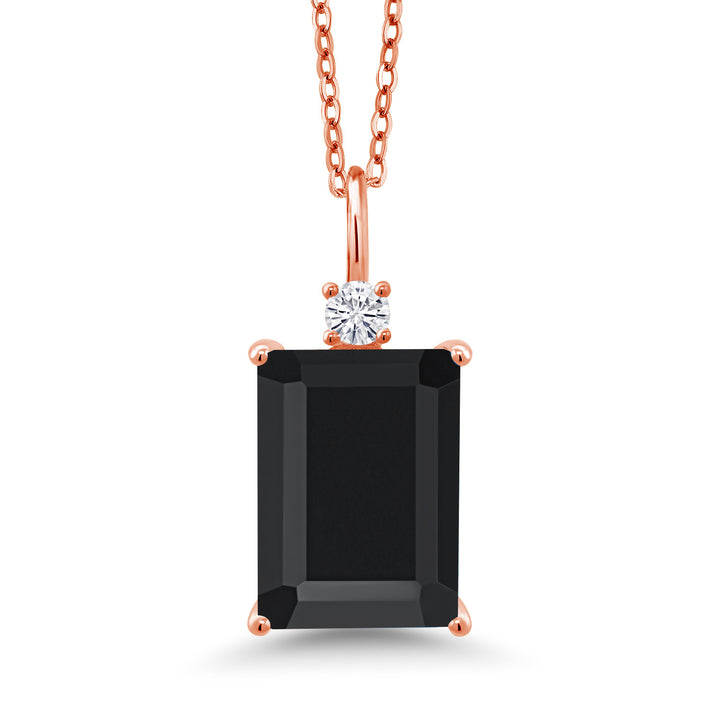 Onyx - December_Pendant in 925 Rose Gold Plated Silver