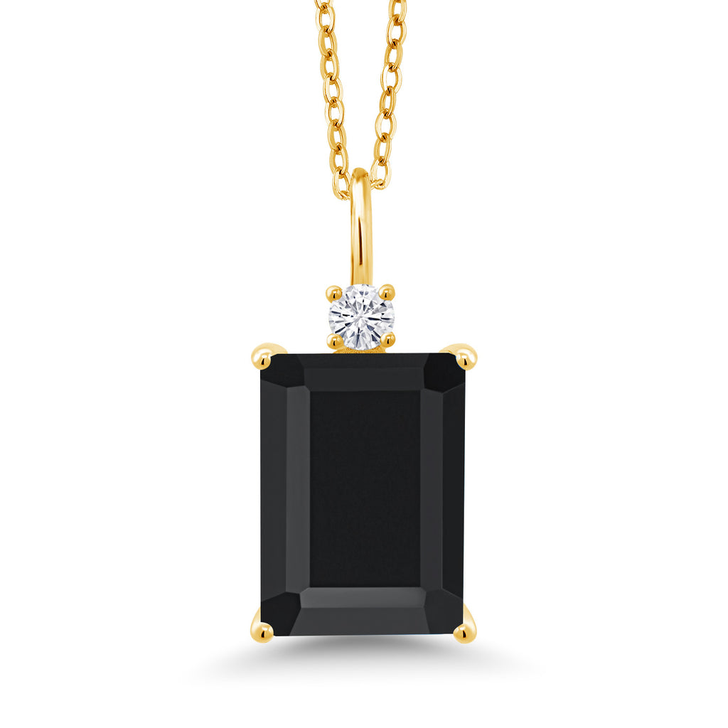 Onyx - December_Pendant in 925 Yellow Gold Plated Silver