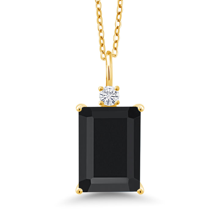 Onyx - December_Pendant in 925 Yellow Gold Plated Silver
