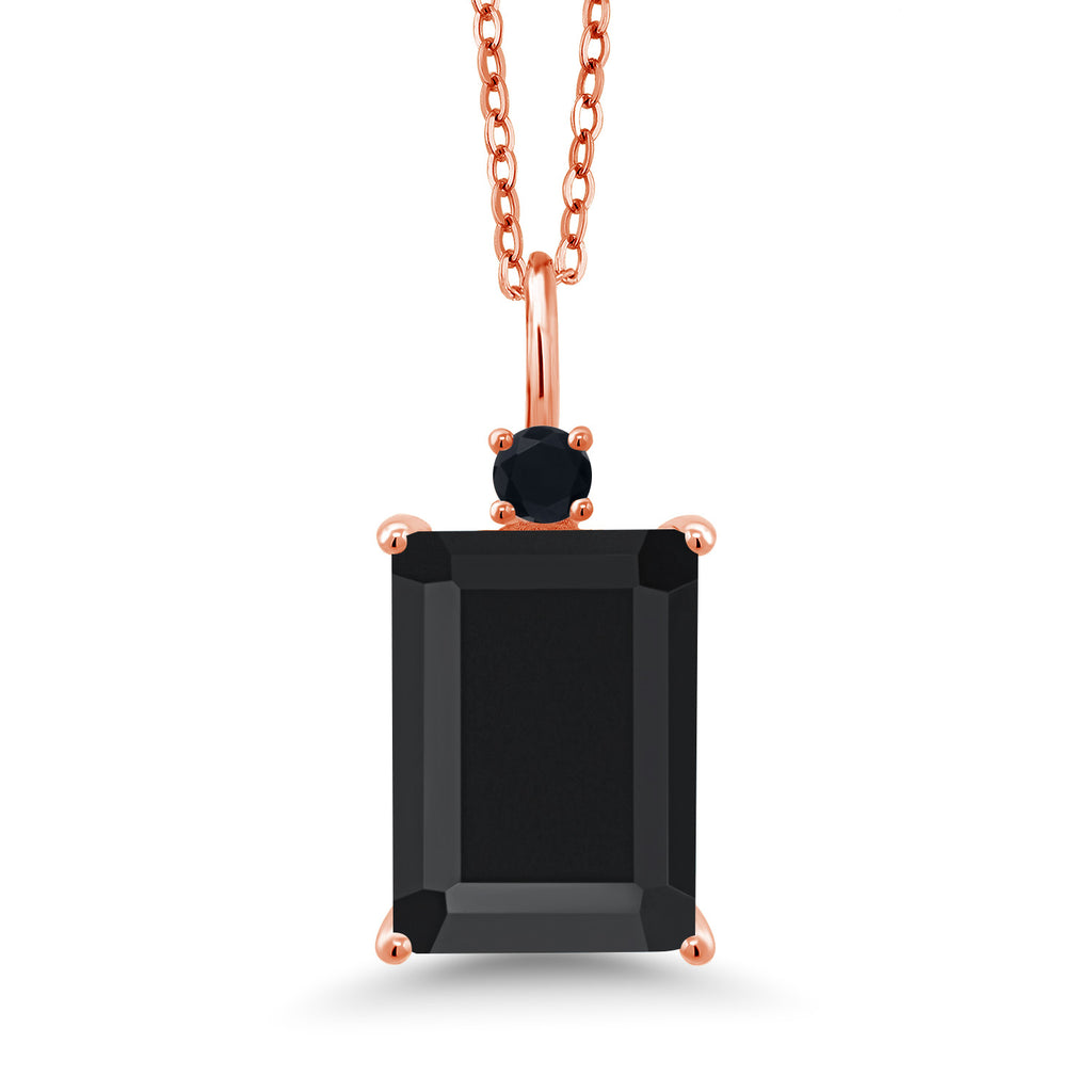 Onyx - December_Pendant in 925 Rose Gold Plated Silver