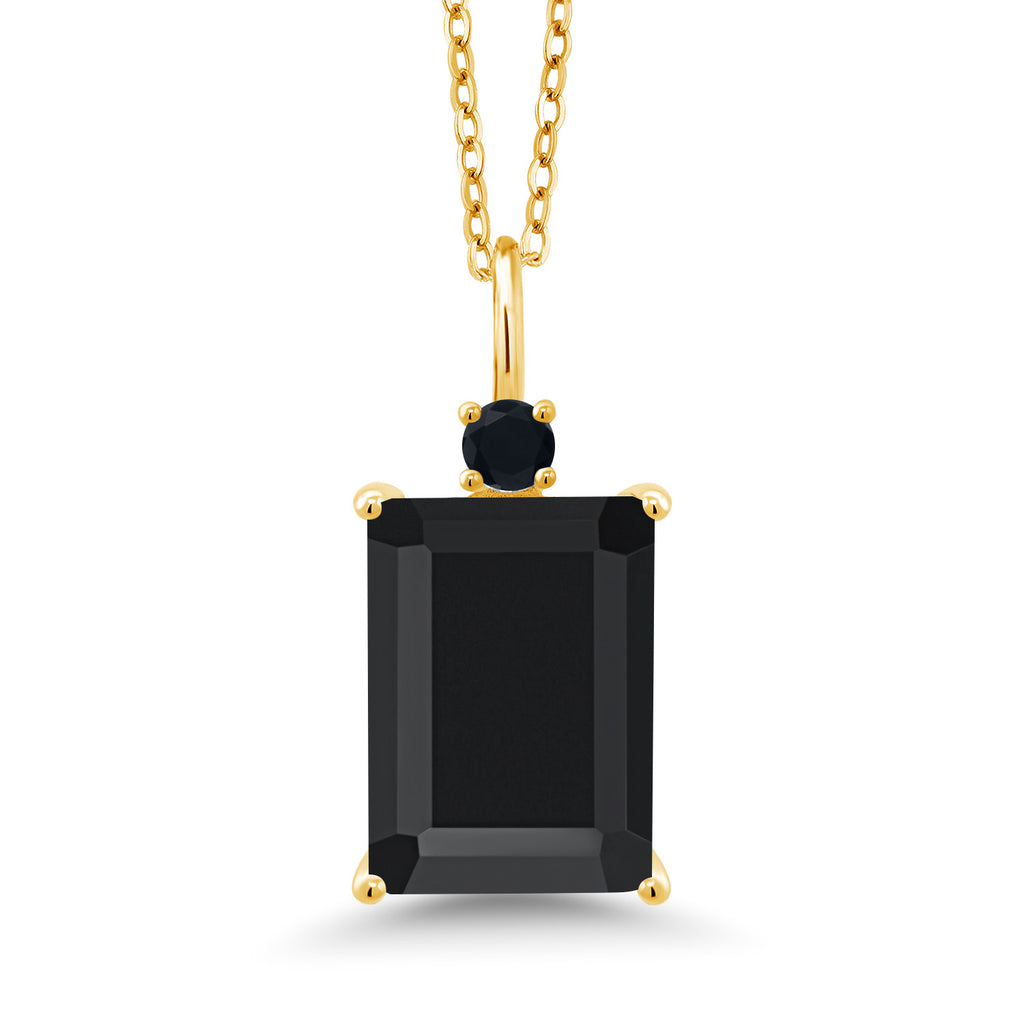 Onyx - December_Pendant in 925 Yellow Gold Plated Silver