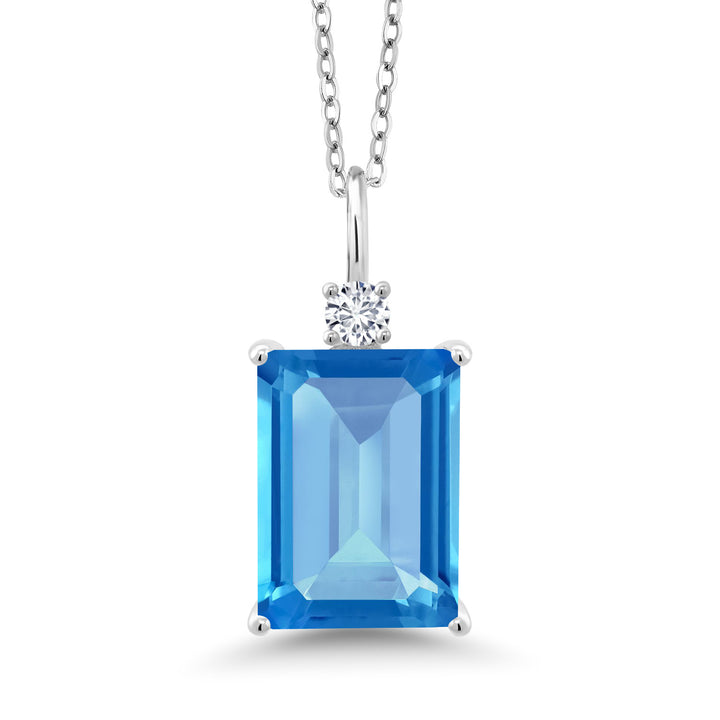 Swiss Blue Topaz - November_Pendant in 925 Sterling Silver