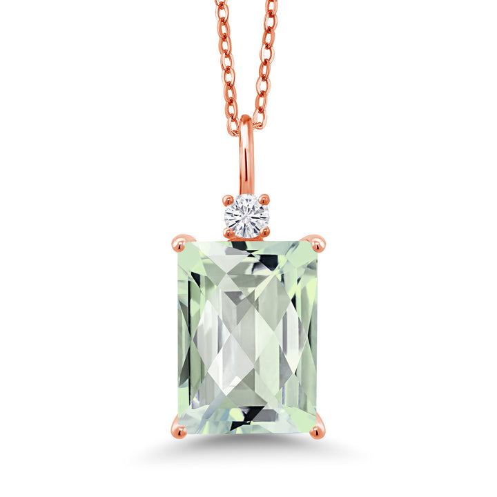 Prasiolite-Checkerboard_Pendant in 925 Rose Gold Plated Silver