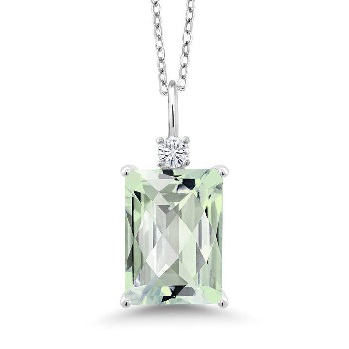 Prasiolite-Checkerboard_Pendant in 925 Sterling Silver
