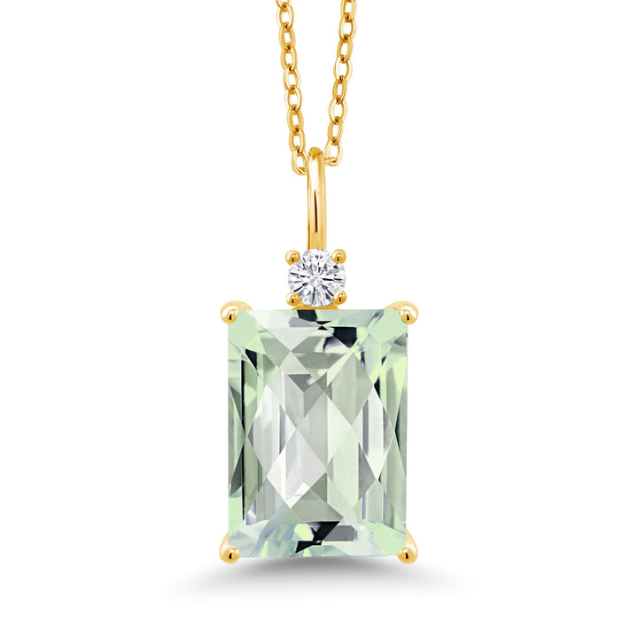 Prasiolite-Checkerboard_Pendant in 925 Yellow Gold Plated Silver