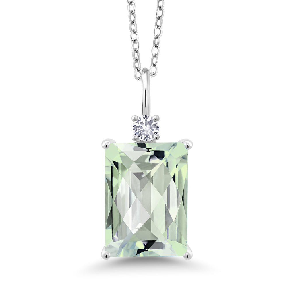 Prasiolite-Checkerboard_Pendant in 925 Sterling Silver