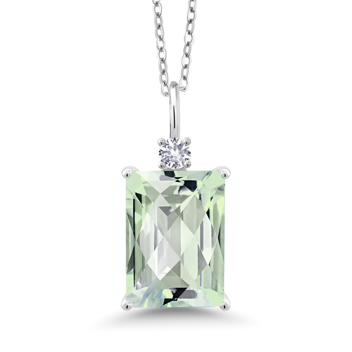 Prasiolite-Checkerboard_Pendant in 925 Sterling Silver