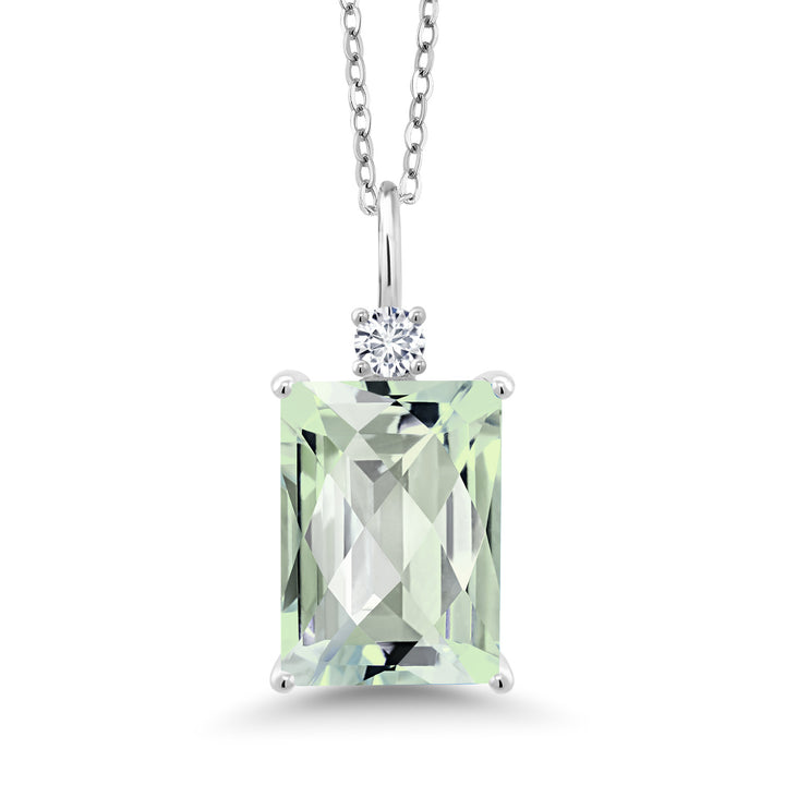 Prasiolite-Checkerboard_Pendant in 925 Sterling Silver