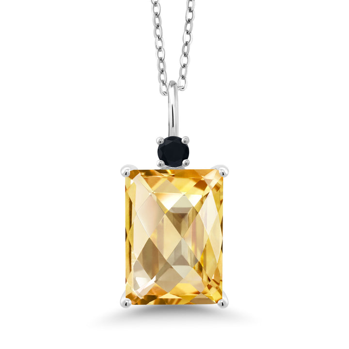 Citrine-Checkerboard - November_Pendant in 925 Sterling Silver