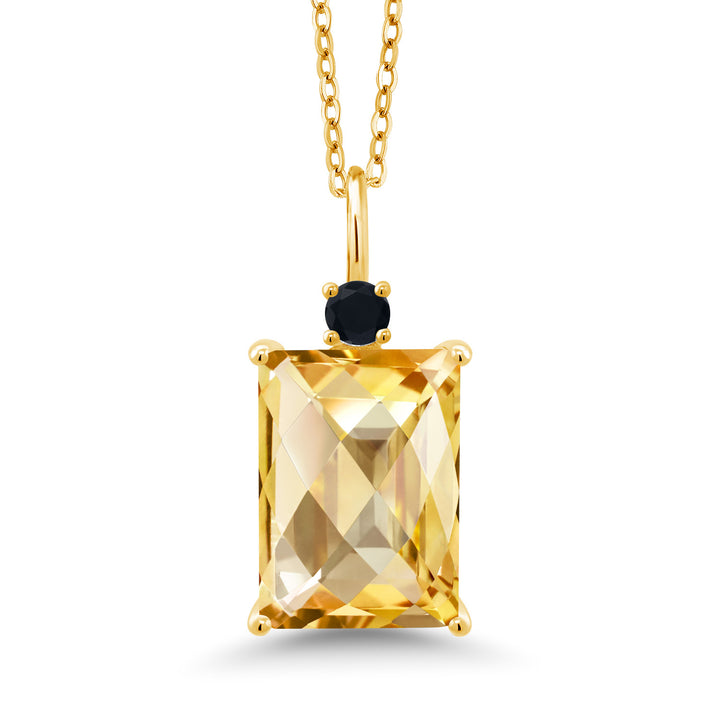Citrine-Checkerboard - November_Pendant in 925 Yellow Gold Plated Silver
