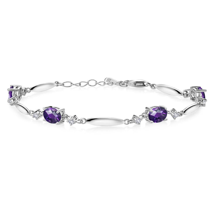 Amethyst-Checkerboard - February_Bracelet in 925 Sterling Silver