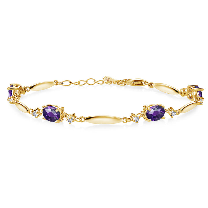 Amethyst-Checkerboard - February_Bracelet in 925 Yellow Gold Plated Silver
