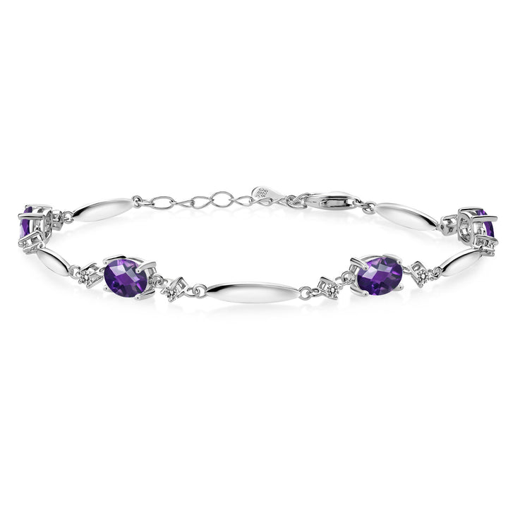 Amethyst-Checkerboard - February_Bracelet in 925 Sterling Silver