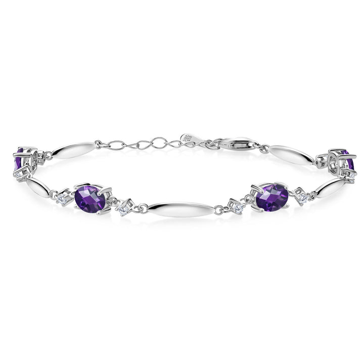 Amethyst-Checkerboard - February_Bracelet in 925 Sterling Silver